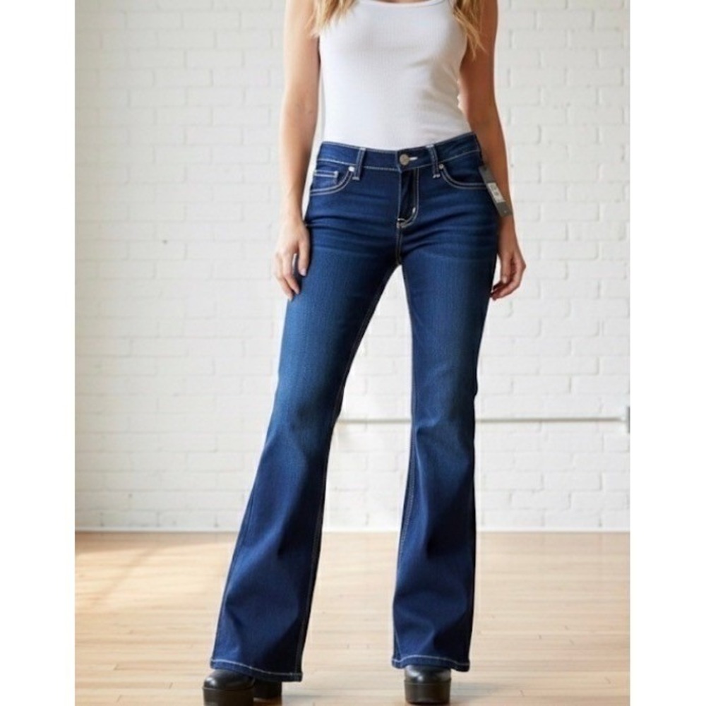 True Religion Dark Wash Blue Flare Jeans